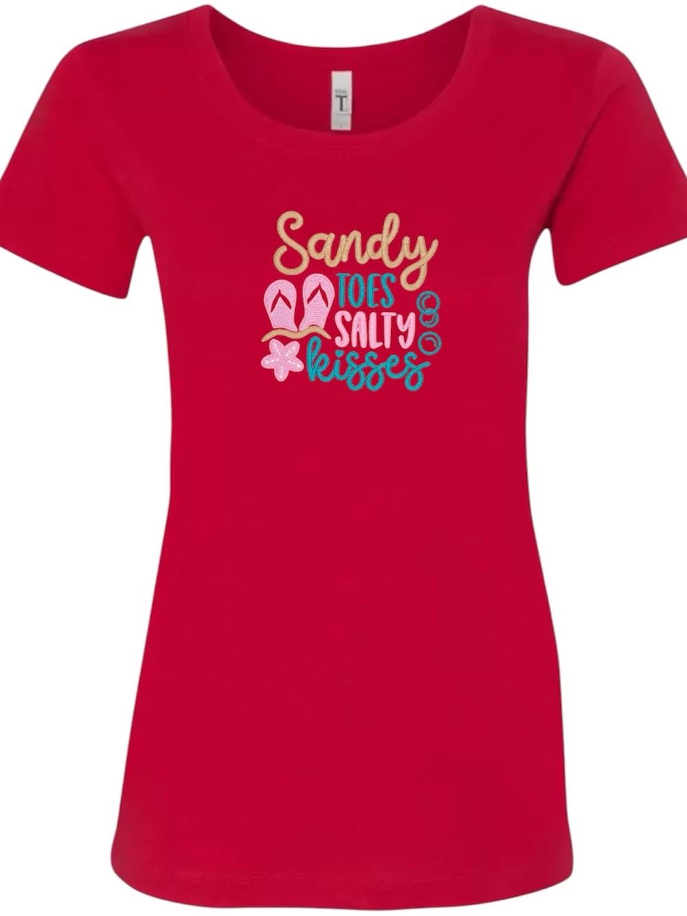 Beach Vacation Vibes “Sandy Toes Salty Kisses” Women’s Graphic T-Shirt